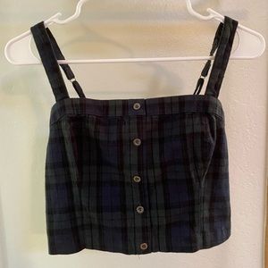Green and blue plaid hollister top